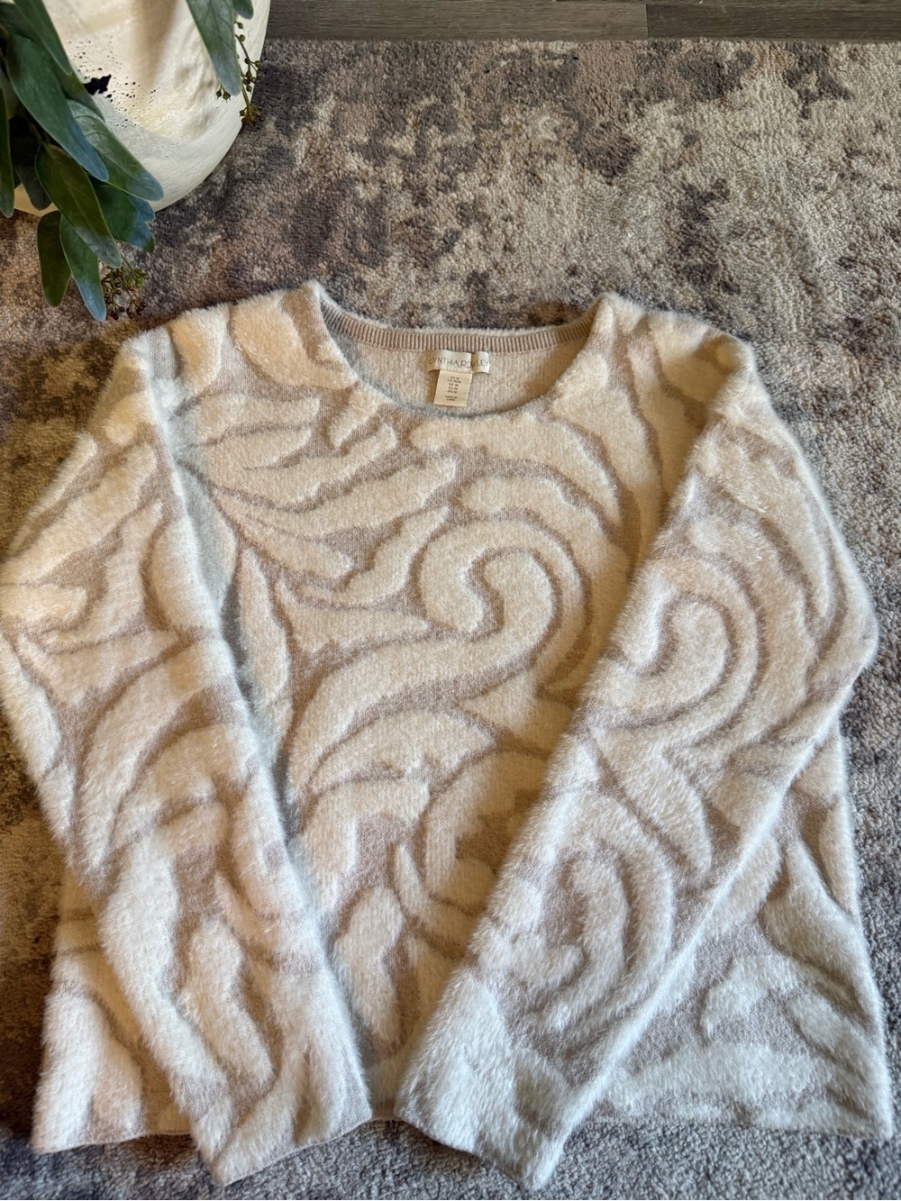 Cynthia Rowley Cream Swirl Crewneck Sweater